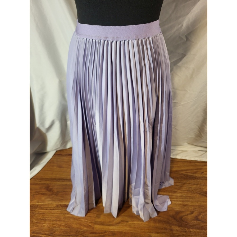 Lilysilk Size Small Light Purple Pleated Asymmetrical Midi Skirt
